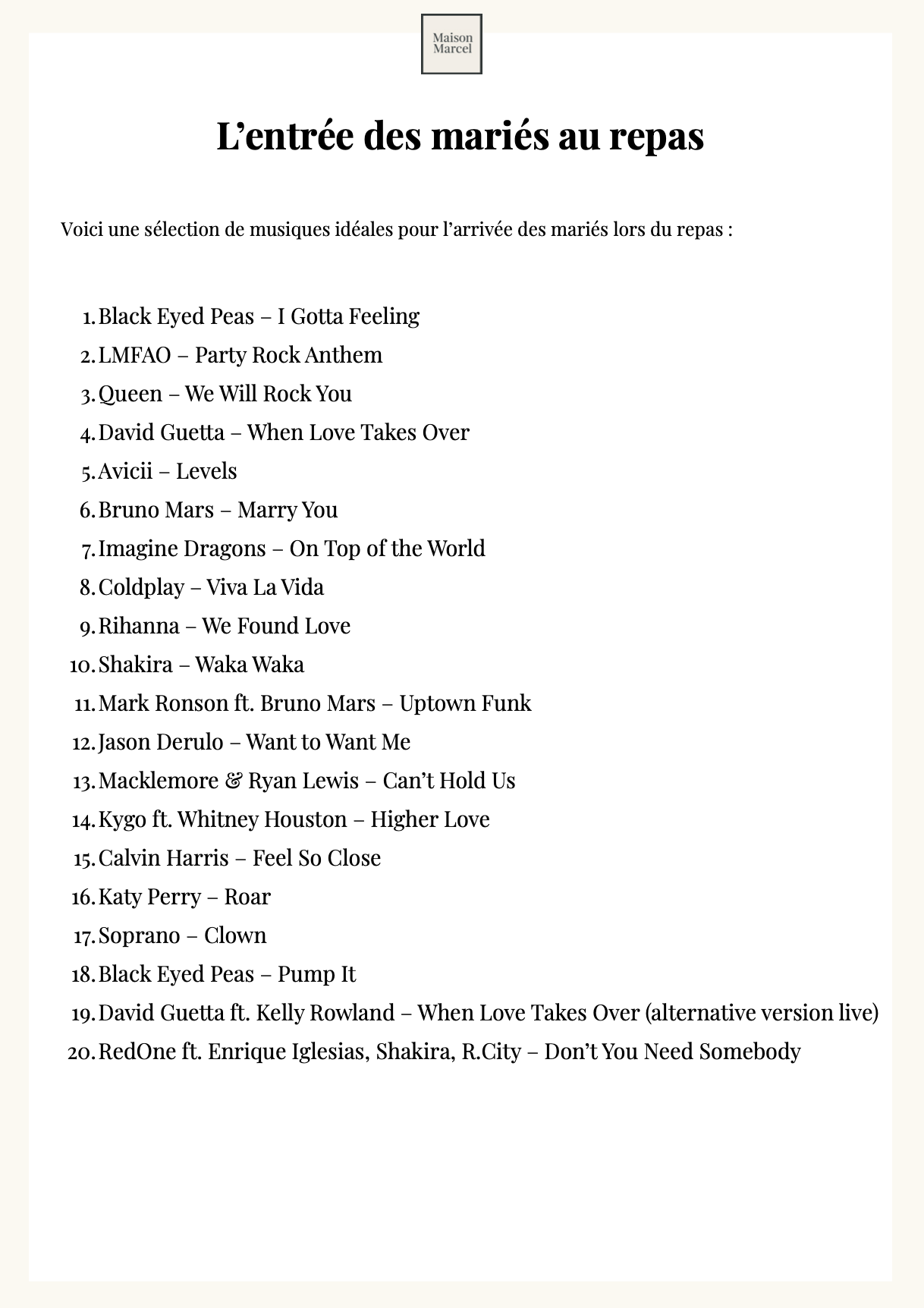 Les Playlists de Maison Marcel